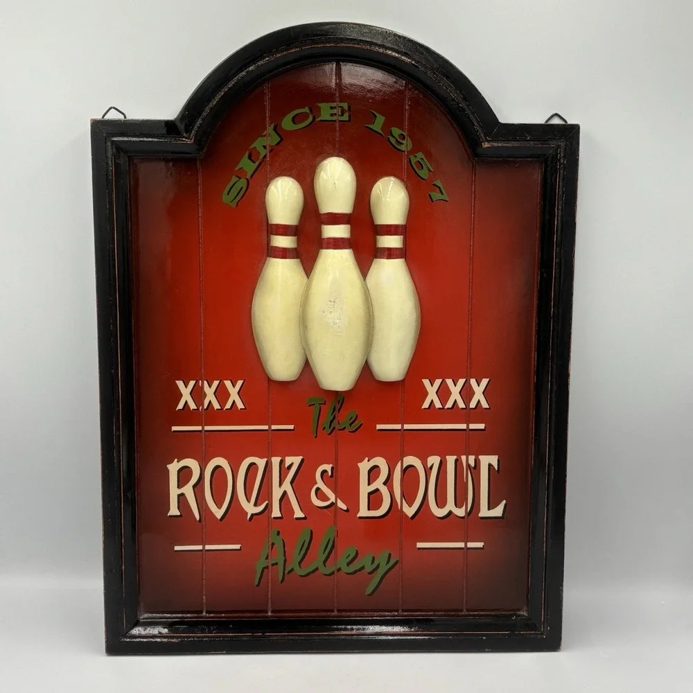 The Rock & Bowl‎ Alley Plaque Wall Decor 2005 Pins Are 3D ~16